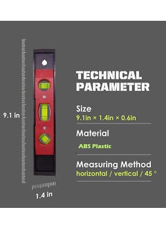 Imaashi Imaashi 9 inch Plastic Shockproof High Visibility Precision Magnetic Bubble Level Spirit Level with 3 Vials 4590180Degrees Suitable For Construction Carpenter Craftsman Random Color  - Image 5
