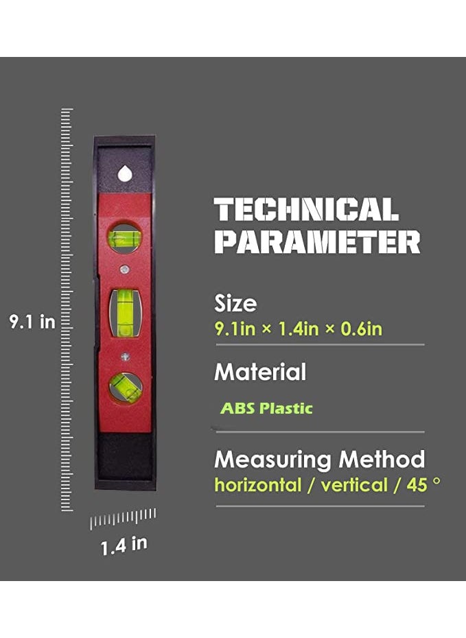 Imaashi - Imaashi 9 inch Plastic Shockproof High Visibility Precision Magnetic Bubble Level Spirit Level with 3 Vials 4590180Degrees Suitable For Construction Carpenter Craftsman Random Color - Image 1