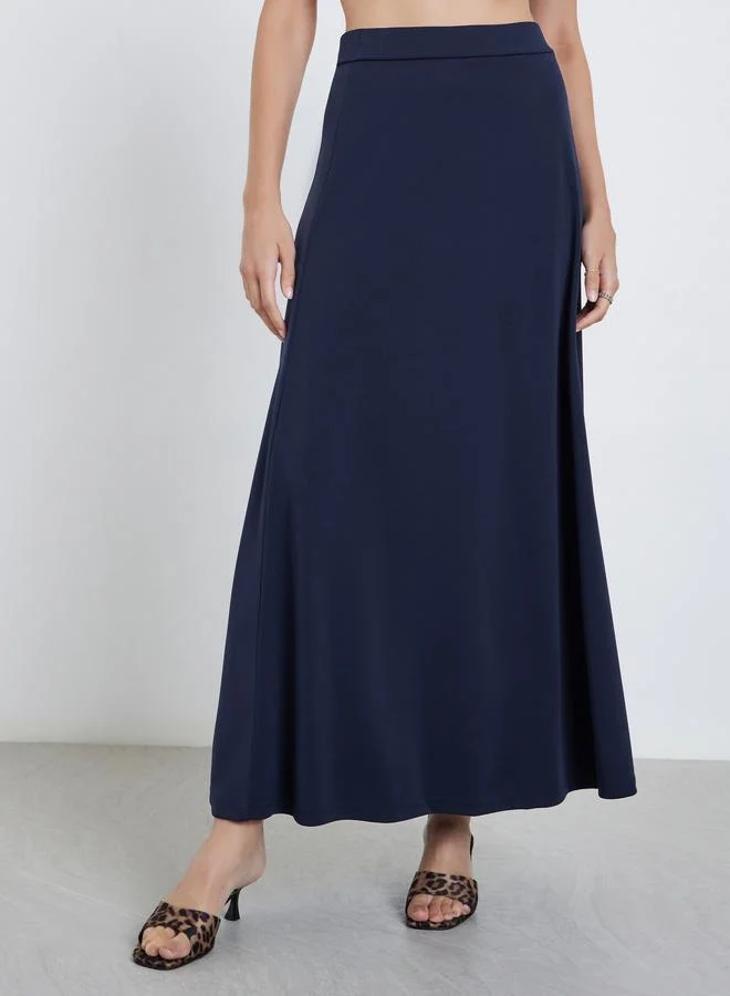 Styli Styli Solid Knit A-Line Maxi Skirt
