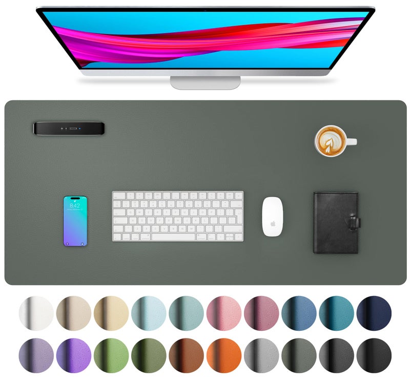 Aothia Leather Desk Pad Protector, Large Mouse Pad, Office Desk Mat, Non-Slip PU Leather Desk Blotter, Laptop Desk Pad, Waterproof Desk Writing Pad for Office and Home (Jungle Green, 23.6" x 13.7") - Image 1