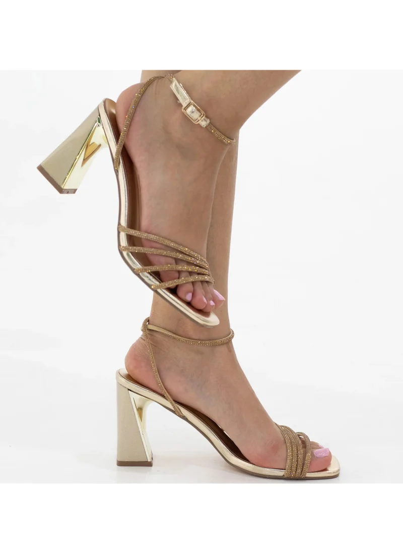 لاماراباريس Darsha diamante strappy sandal on a 8cm heel gold