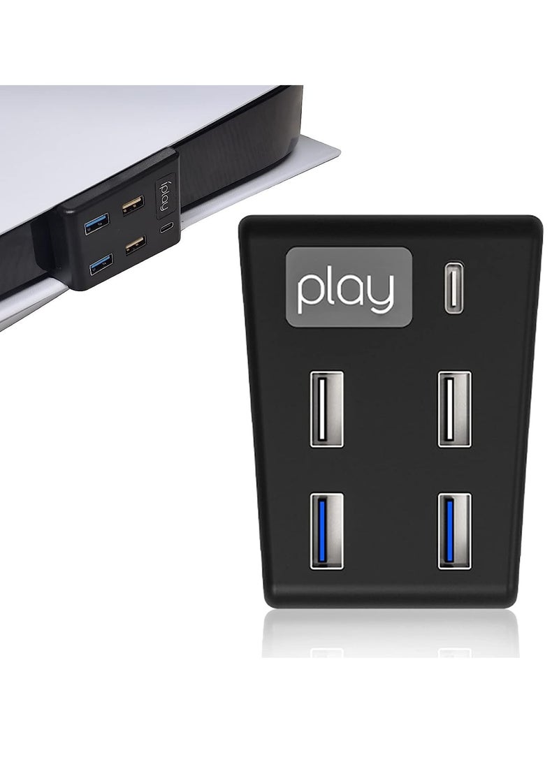 Excefore USB Splitter for PS5, High-Speed Data Transfer Splitter Adapter, Excefore for PS5 USB Hub with 2 USB 2.0 Port, 2 USB 3.0 Port, 1 Type C Port for Playstation 5 USB Hub - Image 1