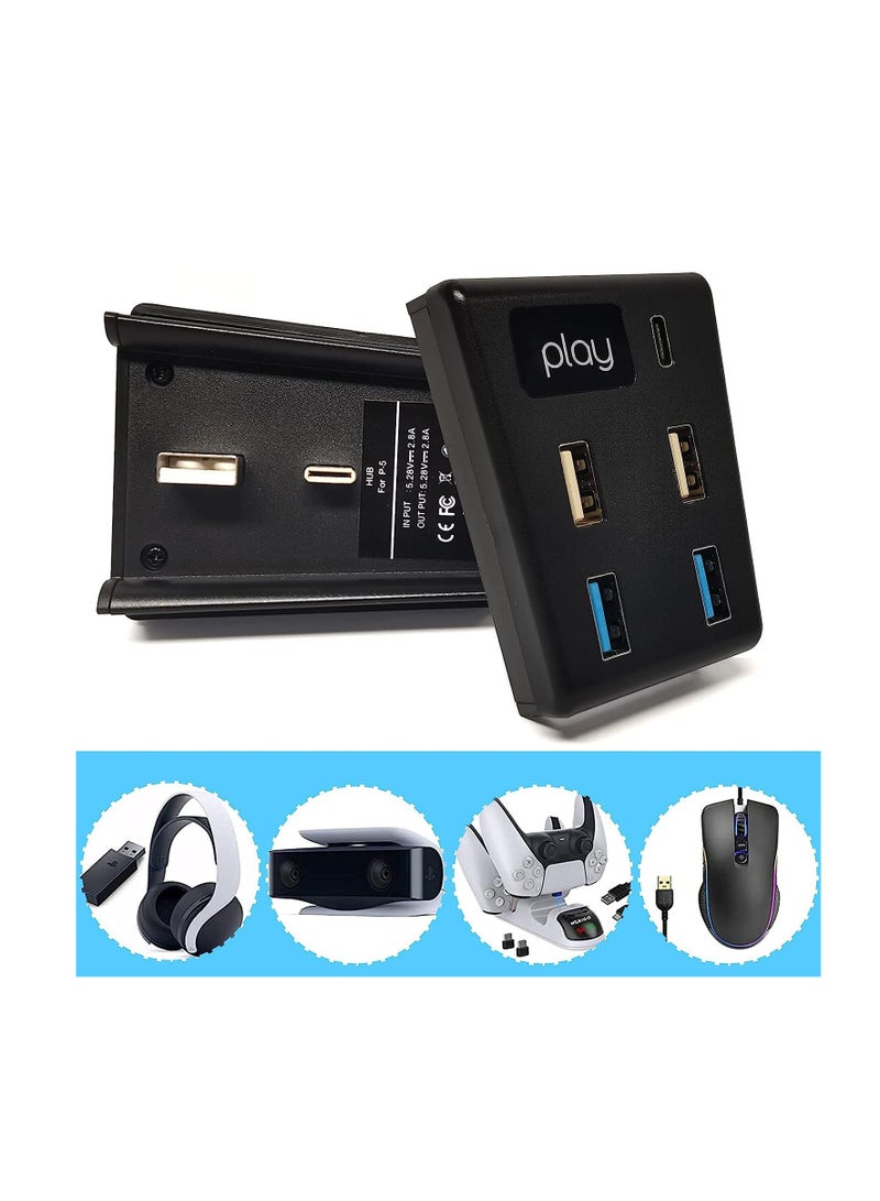 Excefore USB Splitter for PS5, High-Speed Data Transfer Splitter Adapter, Excefore for PS5 USB Hub with 2 USB 2.0 Port, 2 USB 3.0 Port, 1 Type C Port for Playstation 5 USB Hub - Image 4