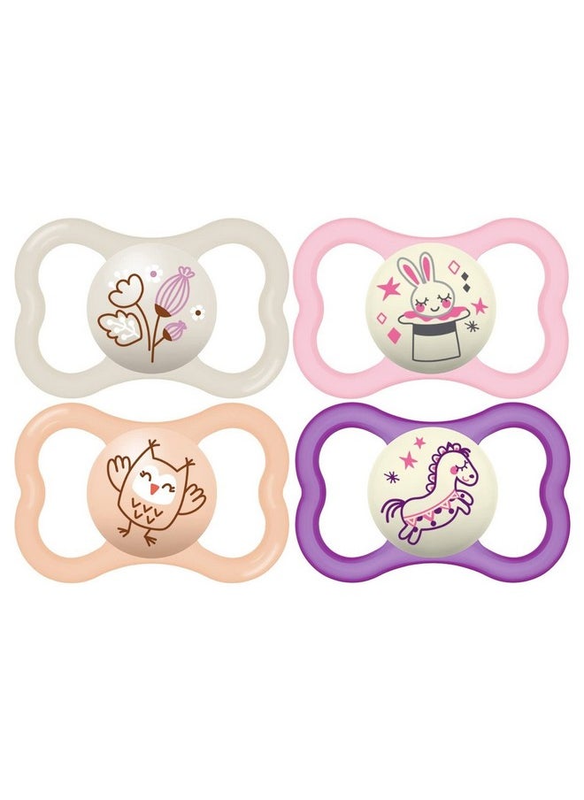 MAM MAM Air Night & Day Baby Pacifier, for Sensitive Skin, Glows in The Dark, 6-16 Months, Girl, 4 Count  - Image 1