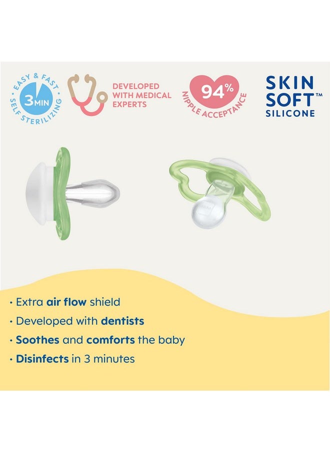 MAM MAM Air Night & Day Baby Pacifier, for Sensitive Skin, Glows in The Dark, 6-16 Months, Girl, 4 Count  - Image 2