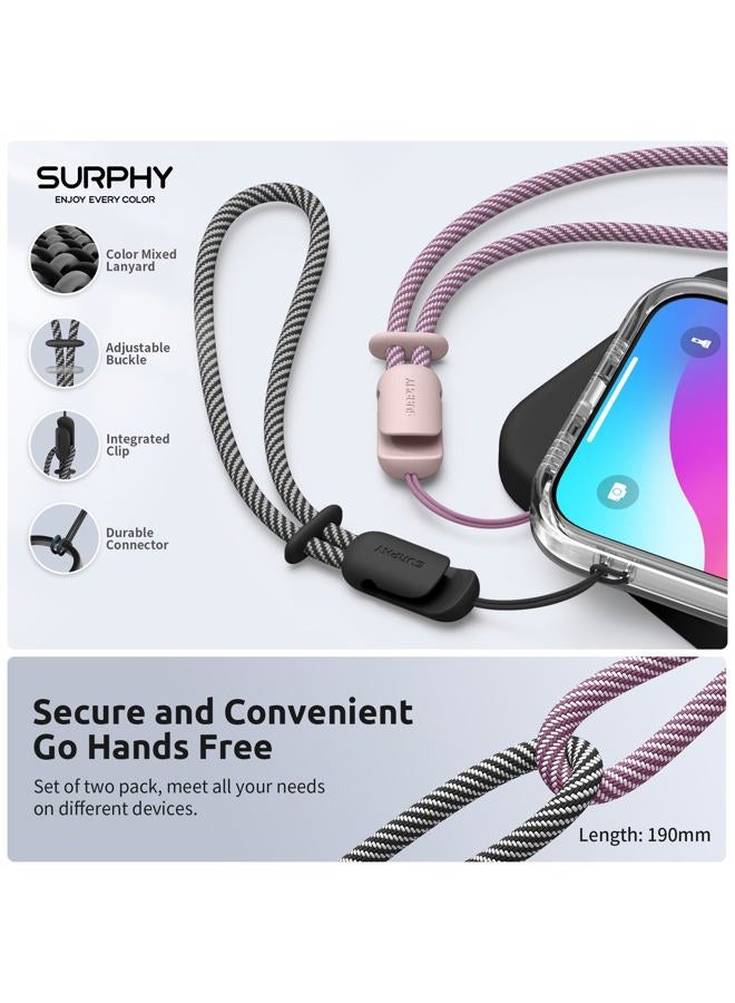 SURPHY 2 Pack Lanyard, Phone Strap, Adjustable Lanyard with Two-Color Braided, Wrist Strap for Airpods, Case, Camera Cell - Image 2