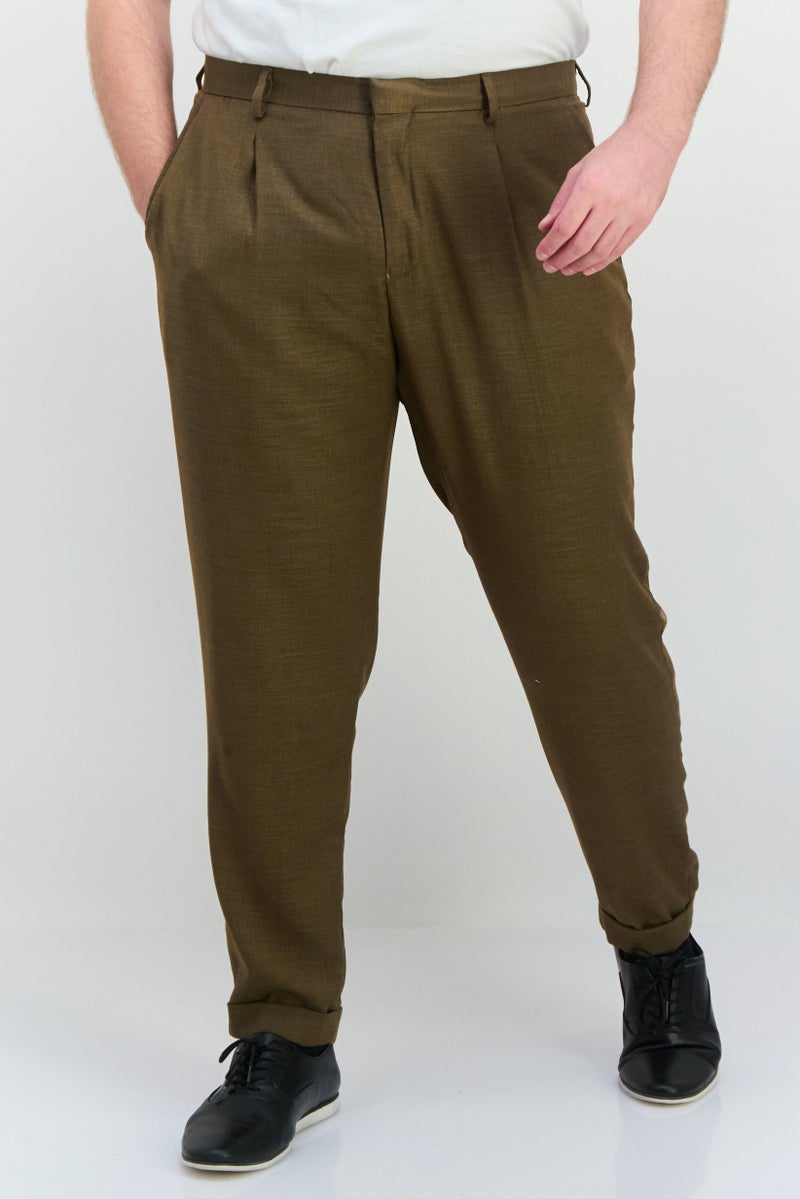 Sorbino Men Regular Fit Textured Straight Leg Pants, Slate Brown - Image 1