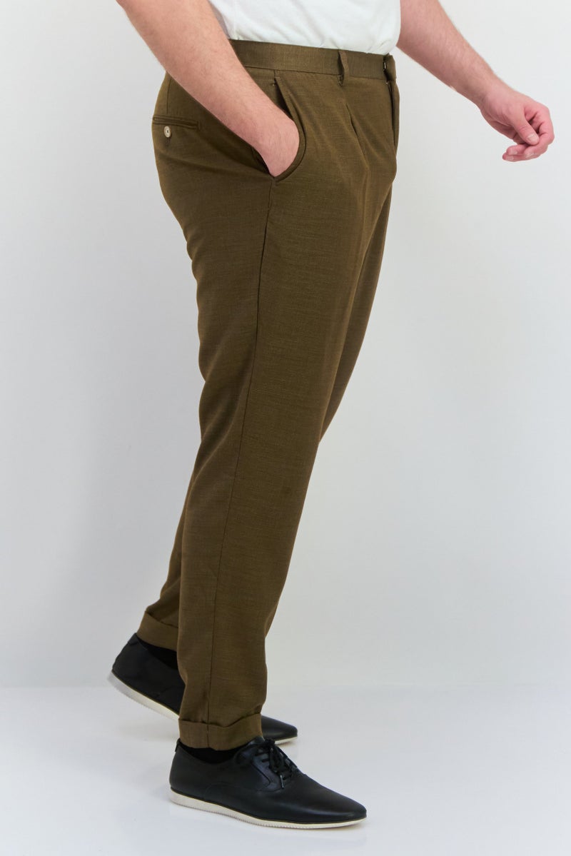 Sorbino Men Regular Fit Textured Straight Leg Pants, Slate Brown - Image 4