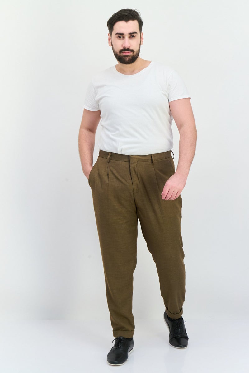 Sorbino Men Regular Fit Textured Straight Leg Pants, Slate Brown - Image 2