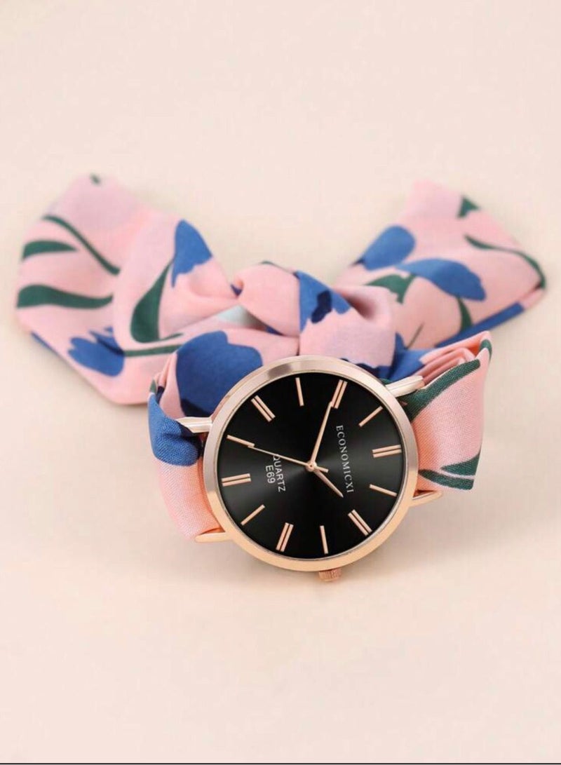 ECONOMICXI Casual Watch For Women With Colored Fabric Strap - Image 2