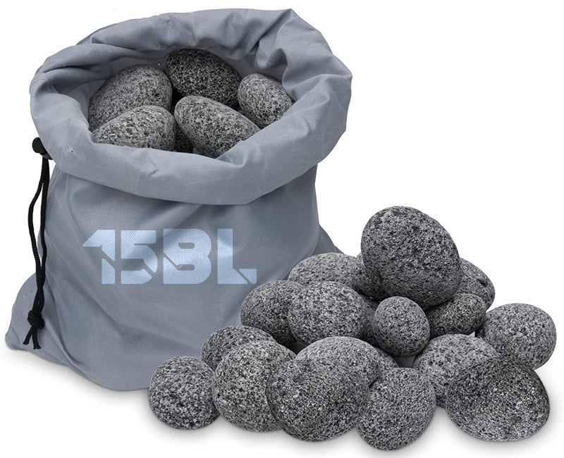 LEIMO KPARTS Black Lava Rock for Fire Pit23 Natural Lava Stones for Gas Fire Pit and Fireplace15Pound
