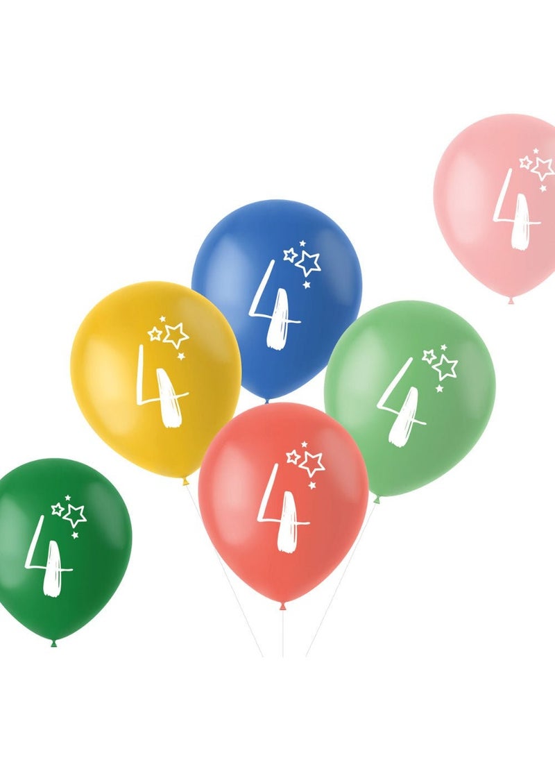 Folat 4-Years Birthday Latex Balloons Multicolor 33cm 6-Pack