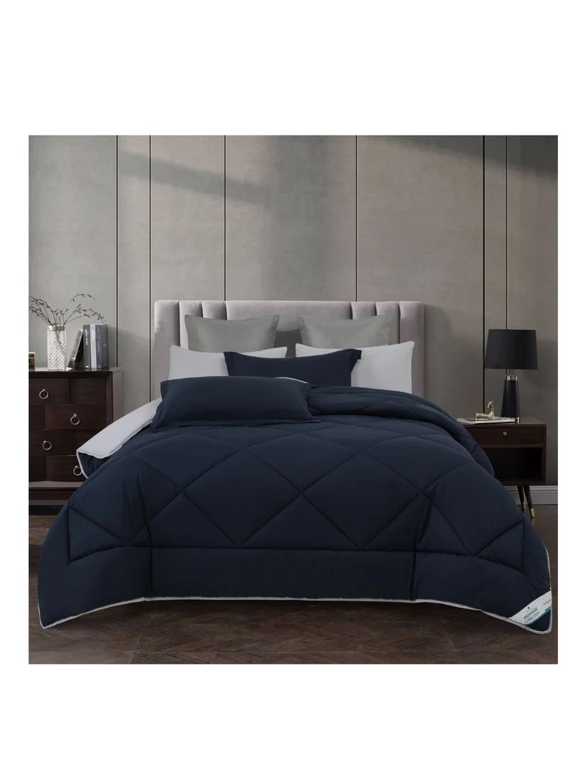 Donetella Lightweight Comforter Set 4-Pcs Single Size(120x200 Cm) Solid Bedding Comforter Sets With Plain Diamond Quilting And Down Alternative Filling, Royal  Blue