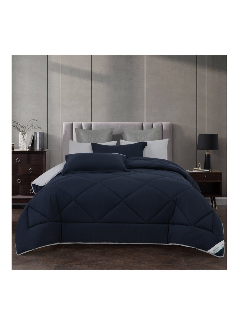 Donetella Lightweight Comforter Set 4-Pcs Single Size(120x200 Cm) Solid Bedding Comforter Sets With Plain Diamond Quilting And Down Alternative Filling, Royal  Blue  - Image 1
