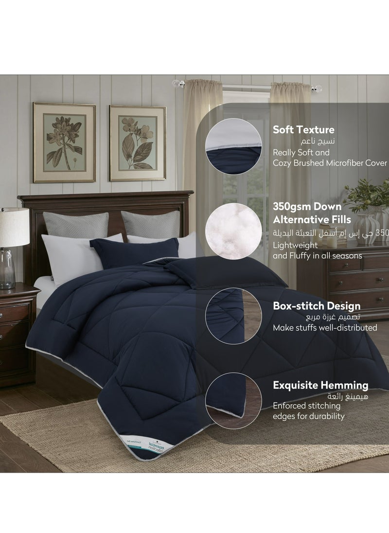 Donetella Lightweight Comforter Set 4-Pcs Single Size(120x200 Cm) Solid Bedding Comforter Sets With Plain Diamond Quilting And Down Alternative Filling, Royal  Blue  - Image 3