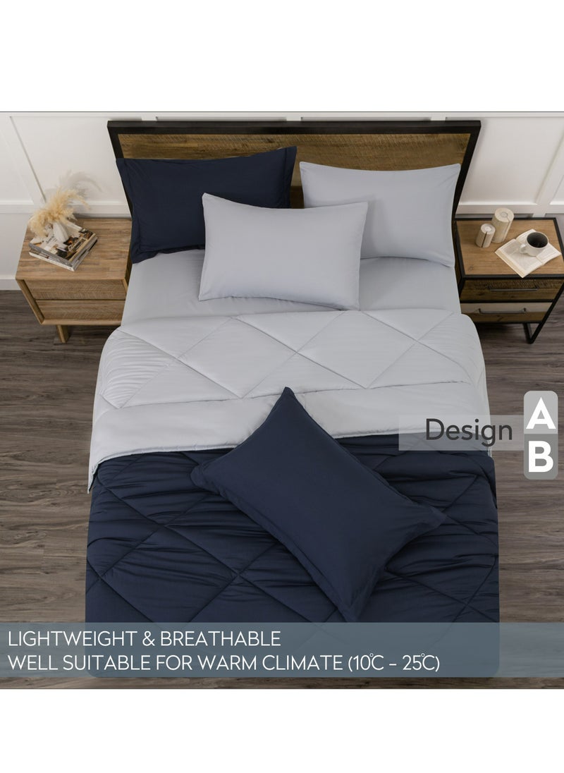 Donetella Lightweight Comforter Set 4-Pcs Single Size(120x200 Cm) Solid Bedding Comforter Sets With Plain Diamond Quilting And Down Alternative Filling, Royal  Blue  - Image 5