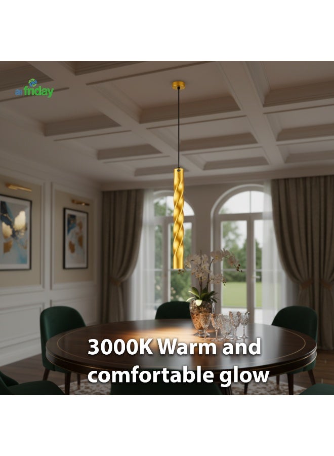 ALFRIDAY Modern Gold Pendant Light - 12W LED, Warm 3000K, Dining Pendant - Image 2