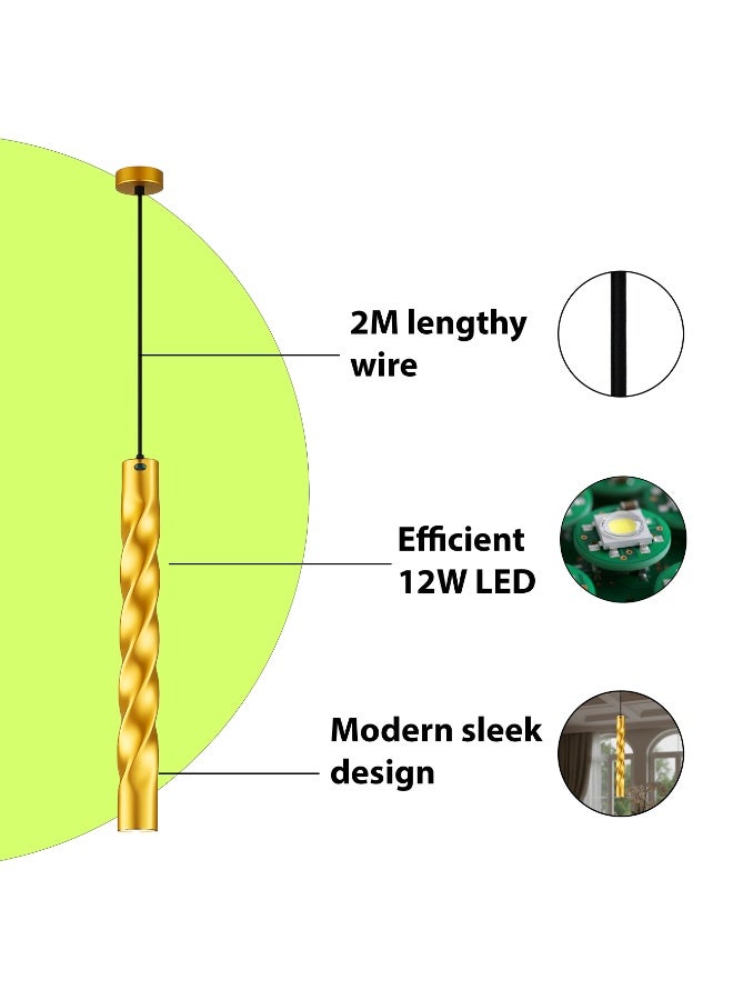 ALFRIDAY Modern Gold Pendant Light - 12W LED, Warm 3000K, Dining Pendant - Image 5