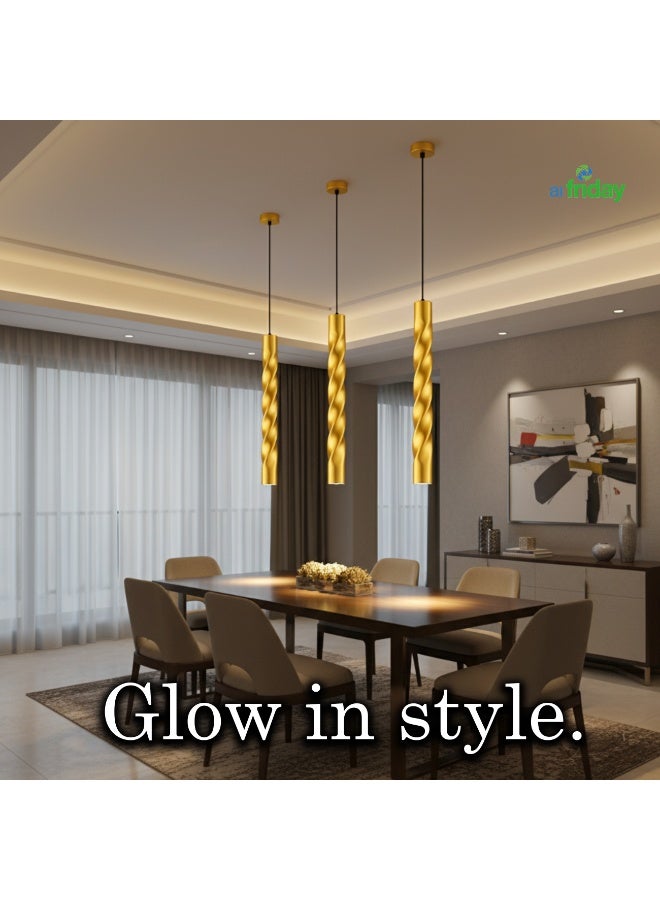 ALFRIDAY Modern Gold Pendant Light - 12W LED, Warm 3000K, Dining Pendant - Image 4