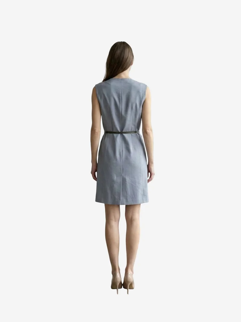 MY FASHION MY FASHION Belted V-Neck Sleeveless Mini Shift Dress