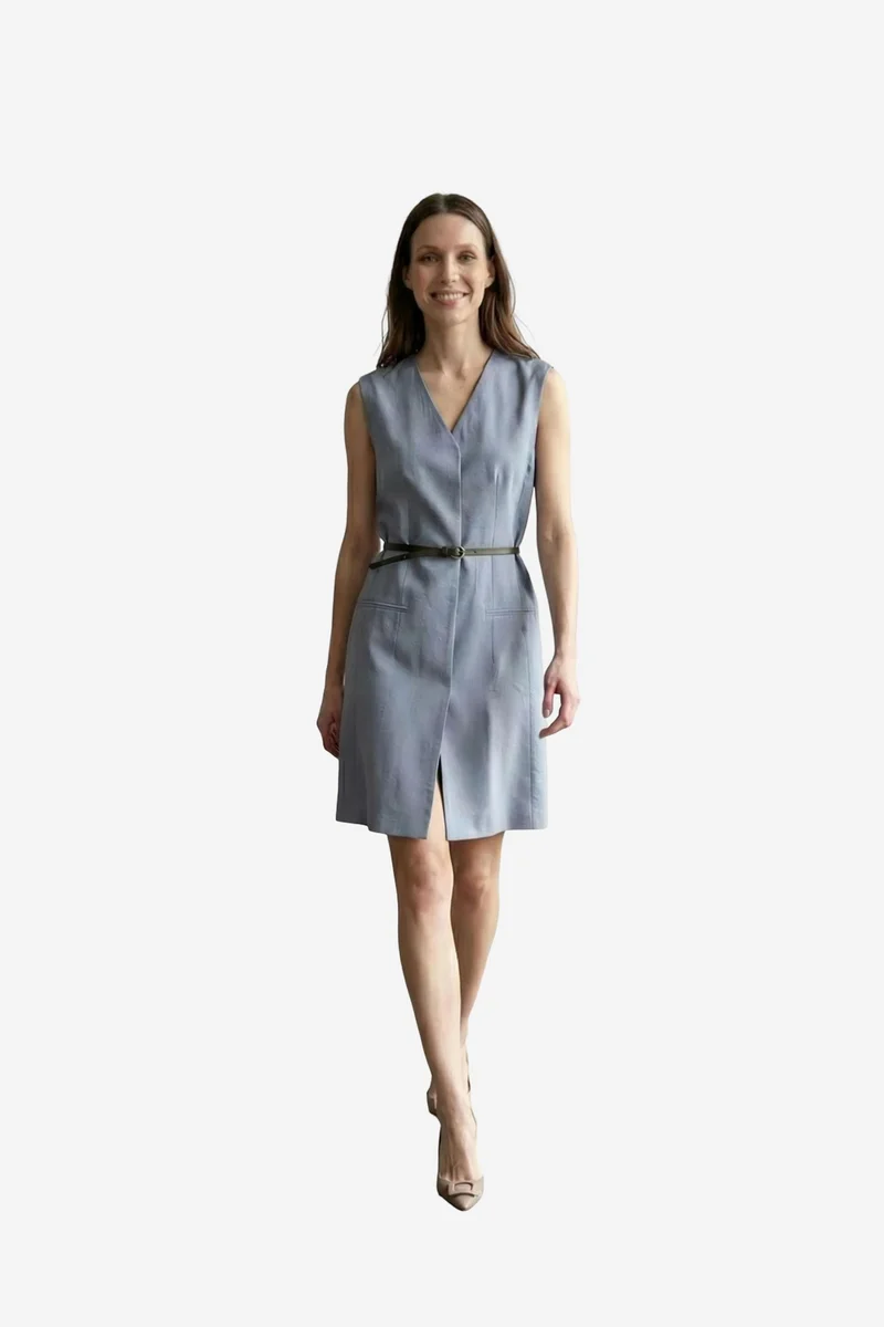 ماي فاشن MY FASHION Belted V-Neck Sleeveless Mini Shift Dress