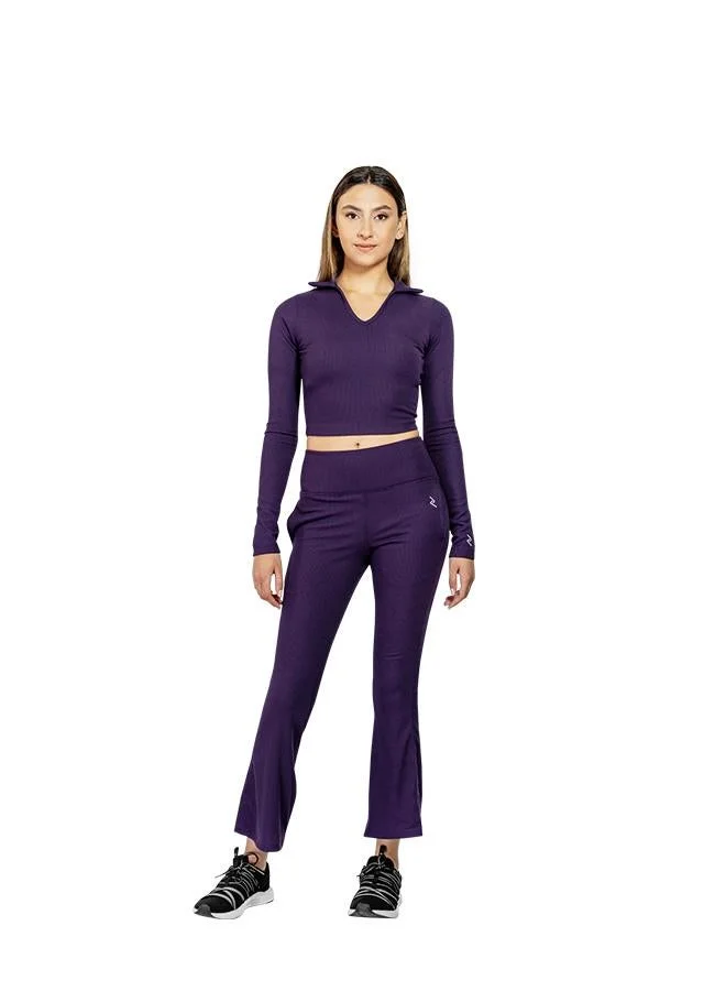 ZAECY Women's Full Sleeve Collared Crop Top