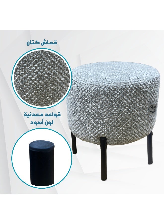 بكسل بين باج مقعد عثماني دائري قماش الكتان من بكسل بين باج بقواعد معدنية، لغرفة المعيشة وغرفة النوم - Image 3