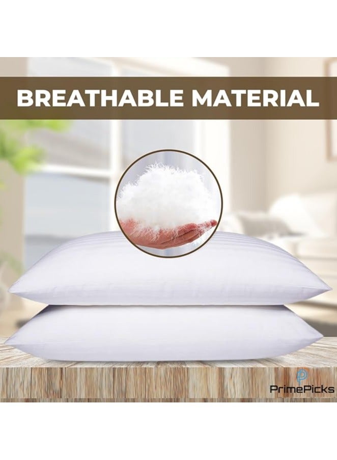 COMFY SET OF 2 HOTEL COLLECTION WHITE STRIPE HYPOALLERGENIC COTTON PILLOW - Image 2