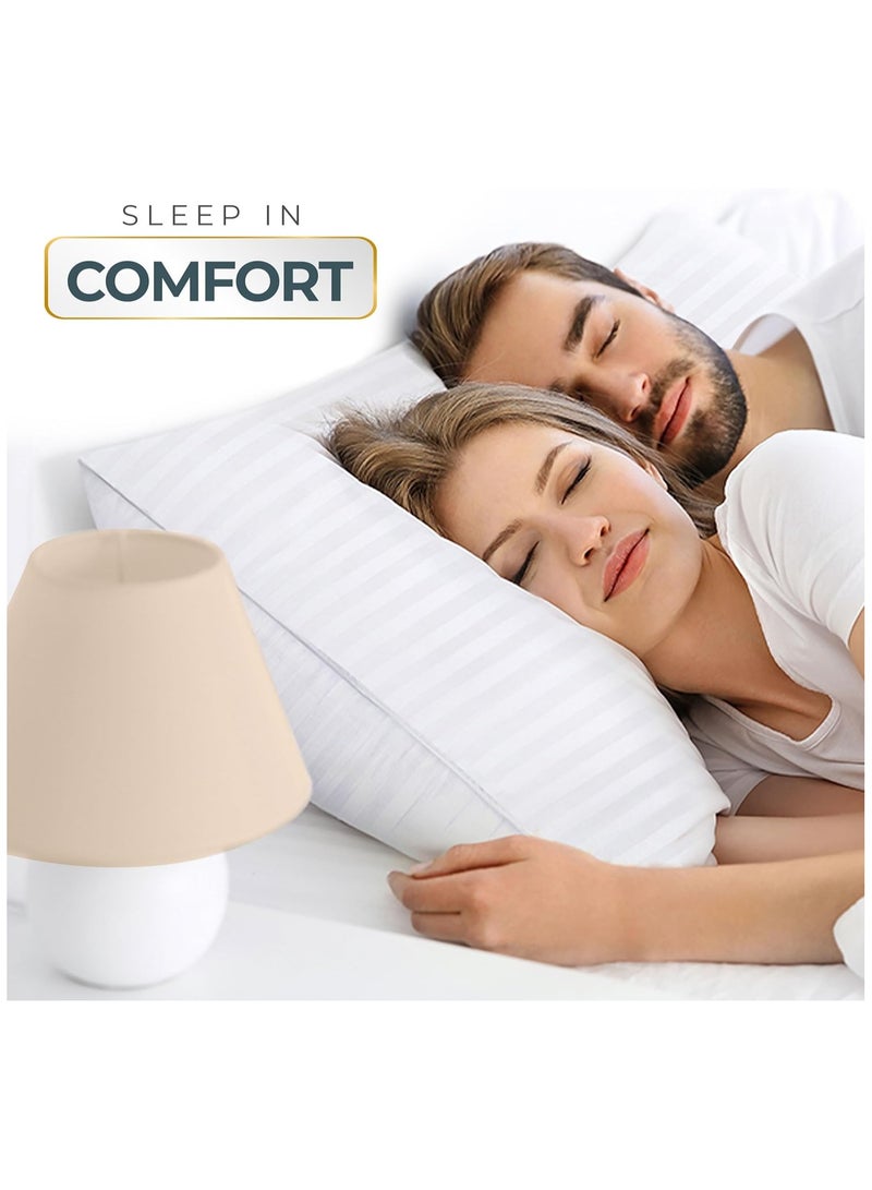 COMFY SET OF 2 HOTEL COLLECTION WHITE STRIPE HYPOALLERGENIC COTTON PILLOW - Image 3