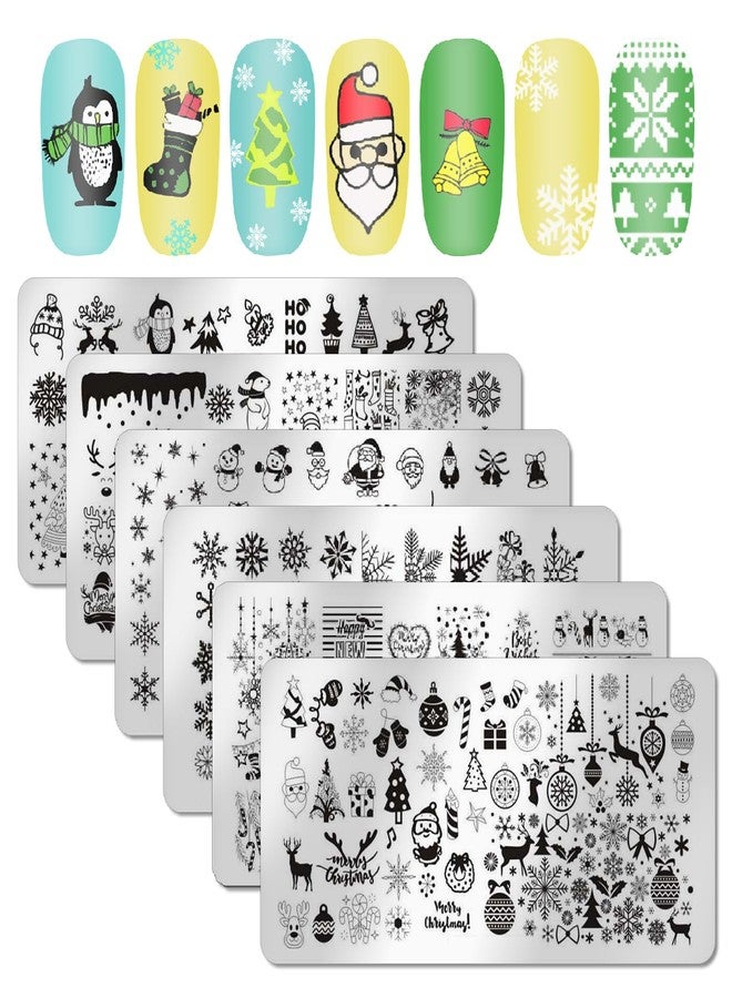 DANNEASY 6 Pieces Christmas Nail Stamping Plate Nail Stamps Snowflake Santa Claus Nail Stencils Holiday Plates for Nails Design Manicure Template Acrylic Nail Art Accessories - Image 1