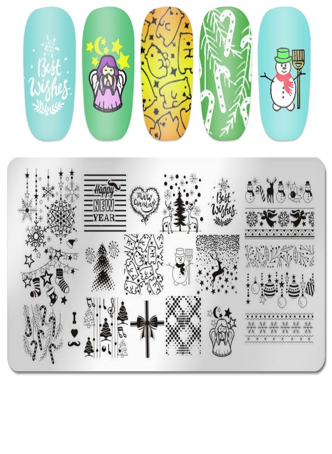 DANNEASY 6 Pieces Christmas Nail Stamping Plate Nail Stamps Snowflake Santa Claus Nail Stencils Holiday Plates for Nails Design Manicure Template Acrylic Nail Art Accessories - Image 2