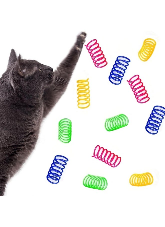 فيلا نوابض لولبية للقطط من Vila Cat، ترفيه للقطط الصغيرة داخل المنزل، أنبوب سلكي ملون منسوج، بلاستيك ثقيل، حلزوني تفاعلي للحيوانات الأليفة، أداة نشاط، مستلزمات وإكسسوارات القطط، 12 قطعة في العبوة  - Image 3