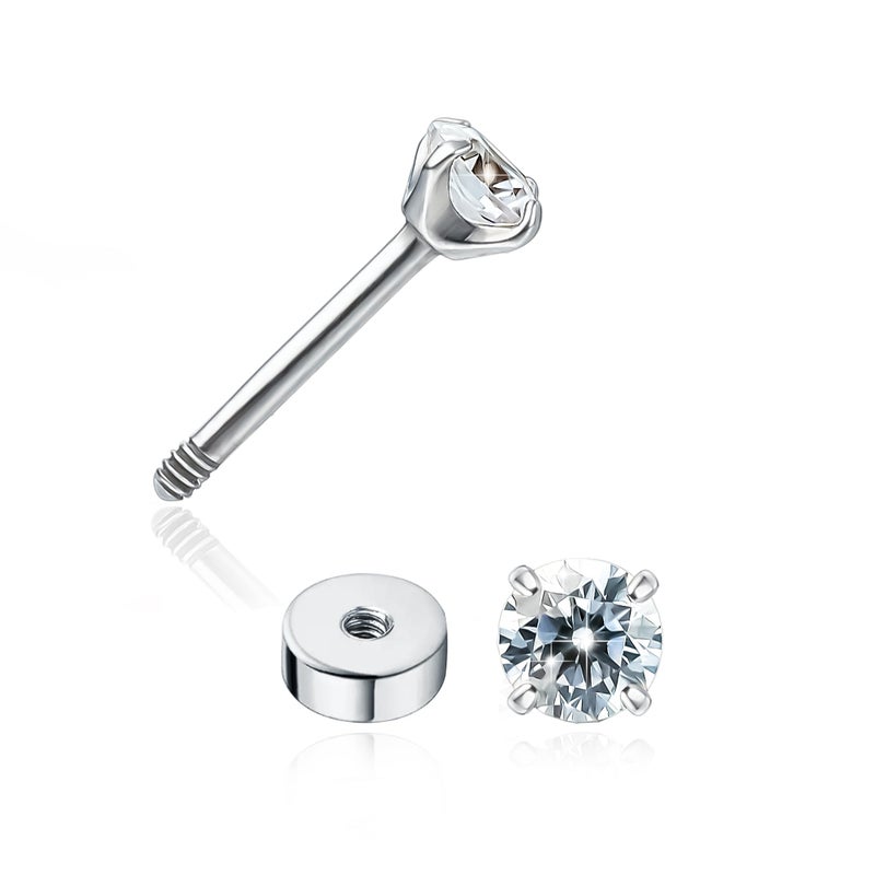 limerencia G23 Implant Grade Titanium Screw Back Earrings Hypoallergenic 20G F136 Piercing Post for Sensitive Ears Cartilage Tragus Helix - Image 1