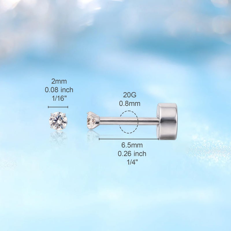 limerencia G23 Implant Grade Titanium Screw Back Earrings Hypoallergenic 20G F136 Piercing Post for Sensitive Ears Cartilage Tragus Helix - Image 5