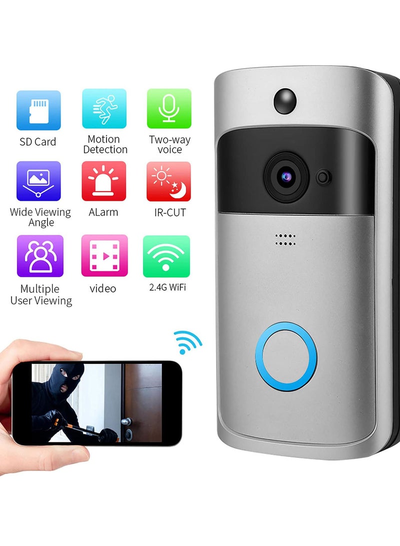 جرس باب فيديو، كاميرا جرس باب لاسلكي بزاوية واسعة 166 درجة، نظام اتصال داخلي عالي الدقة للرؤية الليلية بالأشعة تحت الحمراء مع كشف الحركة - Image 3