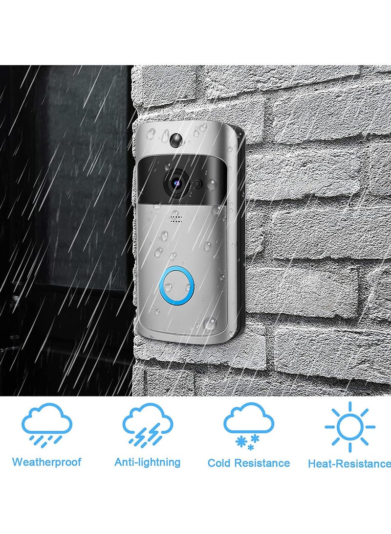 جرس باب فيديو، كاميرا جرس باب لاسلكي بزاوية واسعة 166 درجة، نظام اتصال داخلي عالي الدقة للرؤية الليلية بالأشعة تحت الحمراء مع كشف الحركة - Image 5