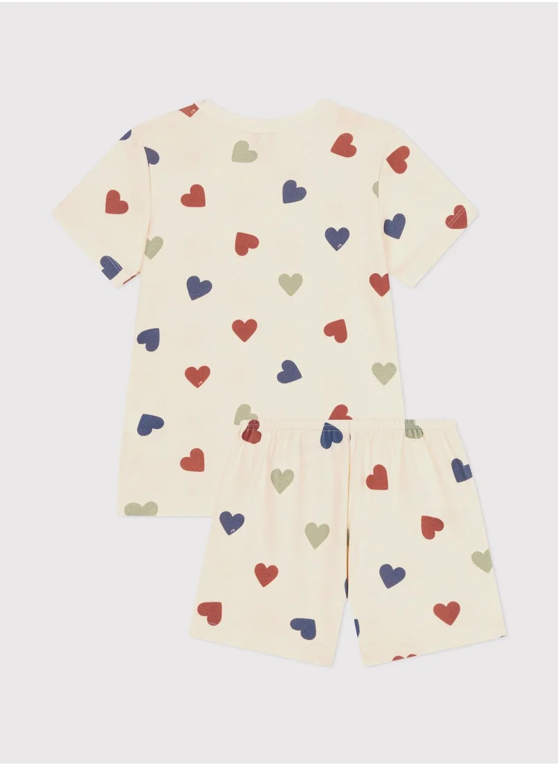 Petit Bateau Kids Heart Printed Pyjama Set