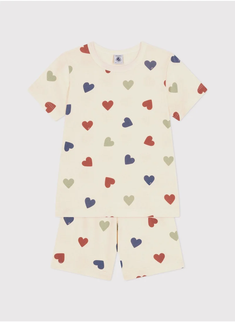 Petit Bateau Kids Heart Printed Pyjama Set