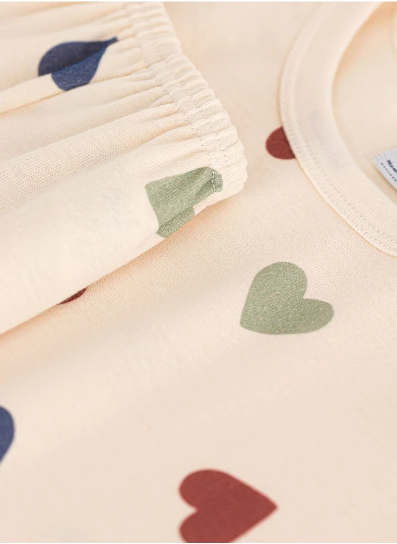 Petit Bateau Kids Heart Printed Pyjama Set