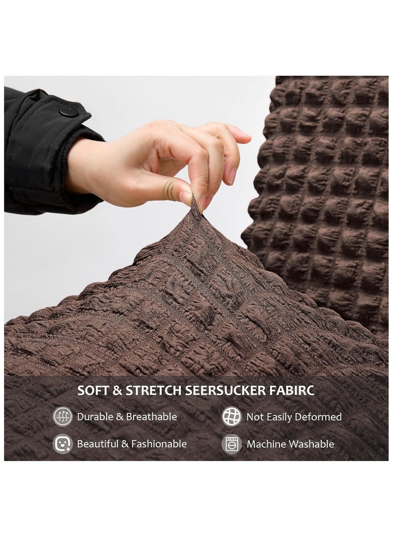 Dining Room Chair Covers with Long Skirt Chair Cover Set of 6 Chair Slipcover Elastic Removable Machine Washable Chair Protector Soft Touch Seat Covers for Dining Room Banquet Party Home Decoration (Brown)  - Image 3