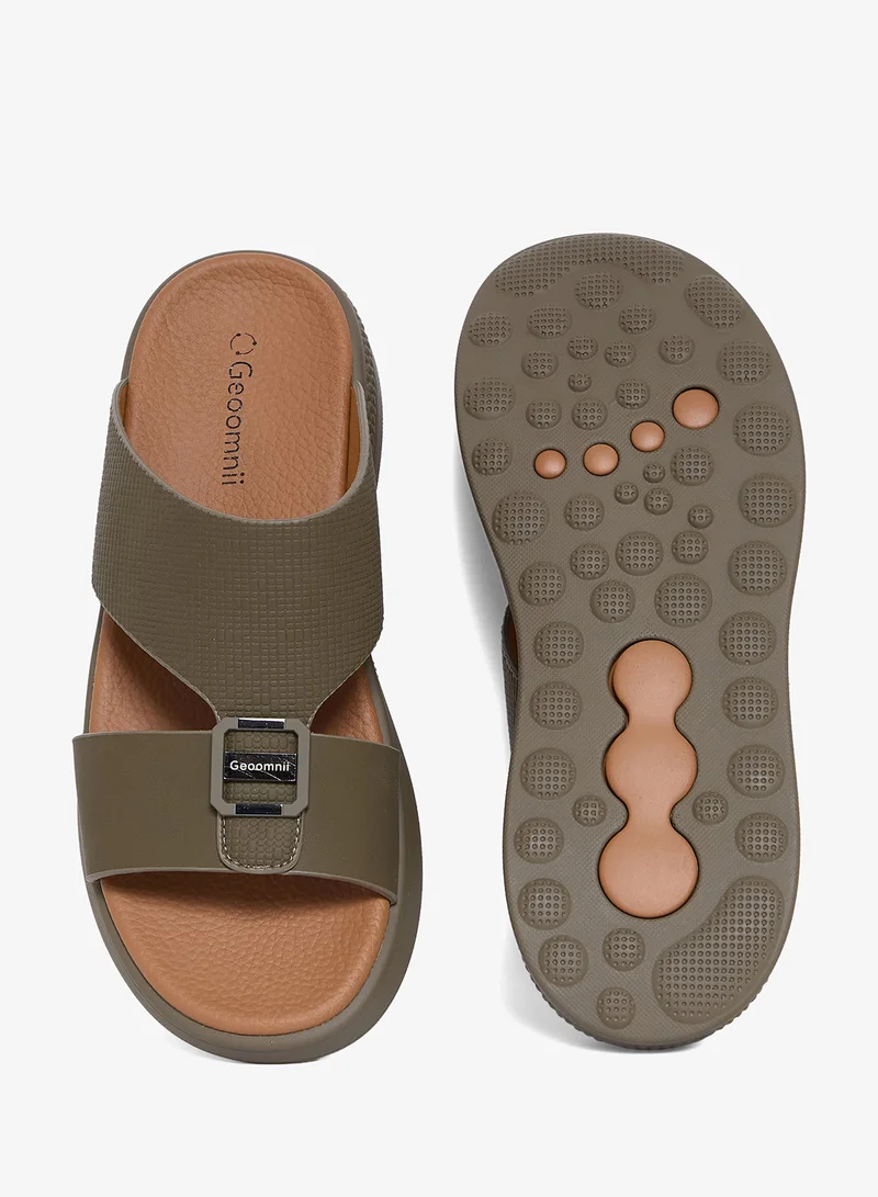Geoomnii Green Comfort Arabic Sandals for Men – Classic Slip-On Open Toe Sandals with Cushioned Footbed for Daily Wear for Men | Best Price UAE