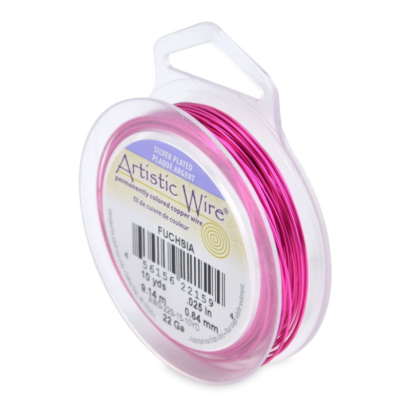 Artistic Wire Artistic Wire, 22 Gauge Silver Plated Tarnish Resistant Colored Copper Craft Jewelry Wrapping Wire, Fuchsia 10 yd  - Image 1
