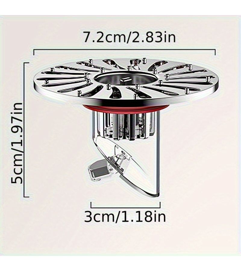 1 Stainless Steel Drain with Deodorizing and Insect Proof Function Red Color for Bathroom Shower Kitchen Sink to Prevent Clogging - Image 5