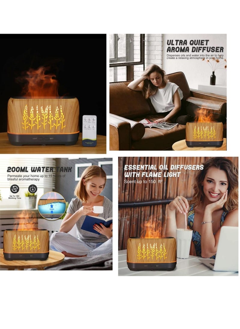 Generic - Diffuser with Flame Light, Aromatherapy Diffuser 200ml Ultrasonic Cool Mist Humidifier, Flame Diffuser Air Diffuser, Essential Oil diffusers for Home Office Bedroom Spa Decor Wooden - Image 1