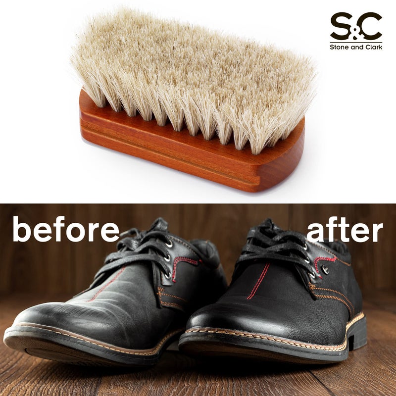 Stone and Clark Mini 4" Shoe Brush - Portable Horse Hair Boot Brush w/Natural Wood Handle - Soft Bristle Shoe Shine Brush for Cleaning, Buffing & Polishing Leather Shoes - Travel-Friendly Size - Image 4