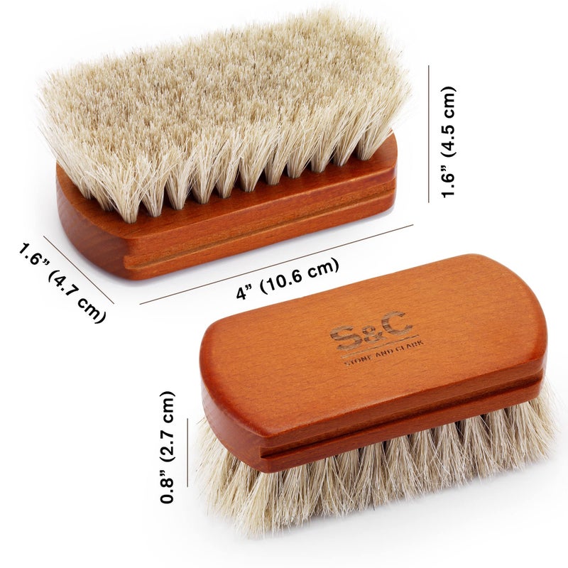 Stone and Clark Mini 4" Shoe Brush - Portable Horse Hair Boot Brush w/Natural Wood Handle - Soft Bristle Shoe Shine Brush for Cleaning, Buffing & Polishing Leather Shoes - Travel-Friendly Size - Image 3