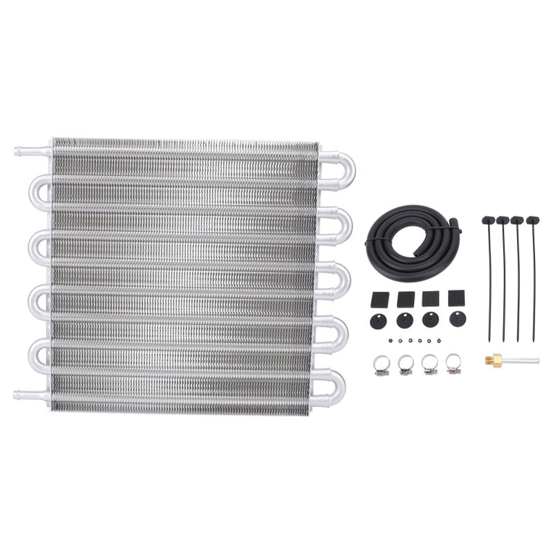 Transmission Oil Cooler 10 Row 395mm Aluminum Enhanced Fuel Efficiency Engine Oil Cooler Kit for 5/16in Transmission Cooler Line Silver - Image 1