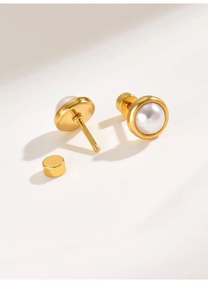 Dangle Charms Elegant Stainless Steel Gold Plated Earrings For Women Small Size - Image 3