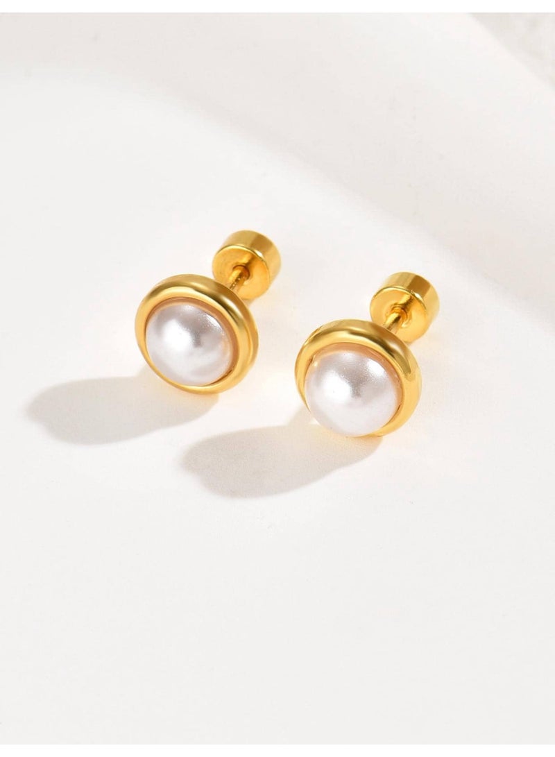 Dangle Charms Elegant Stainless Steel Gold Plated Earrings For Women Small Size - Image 2