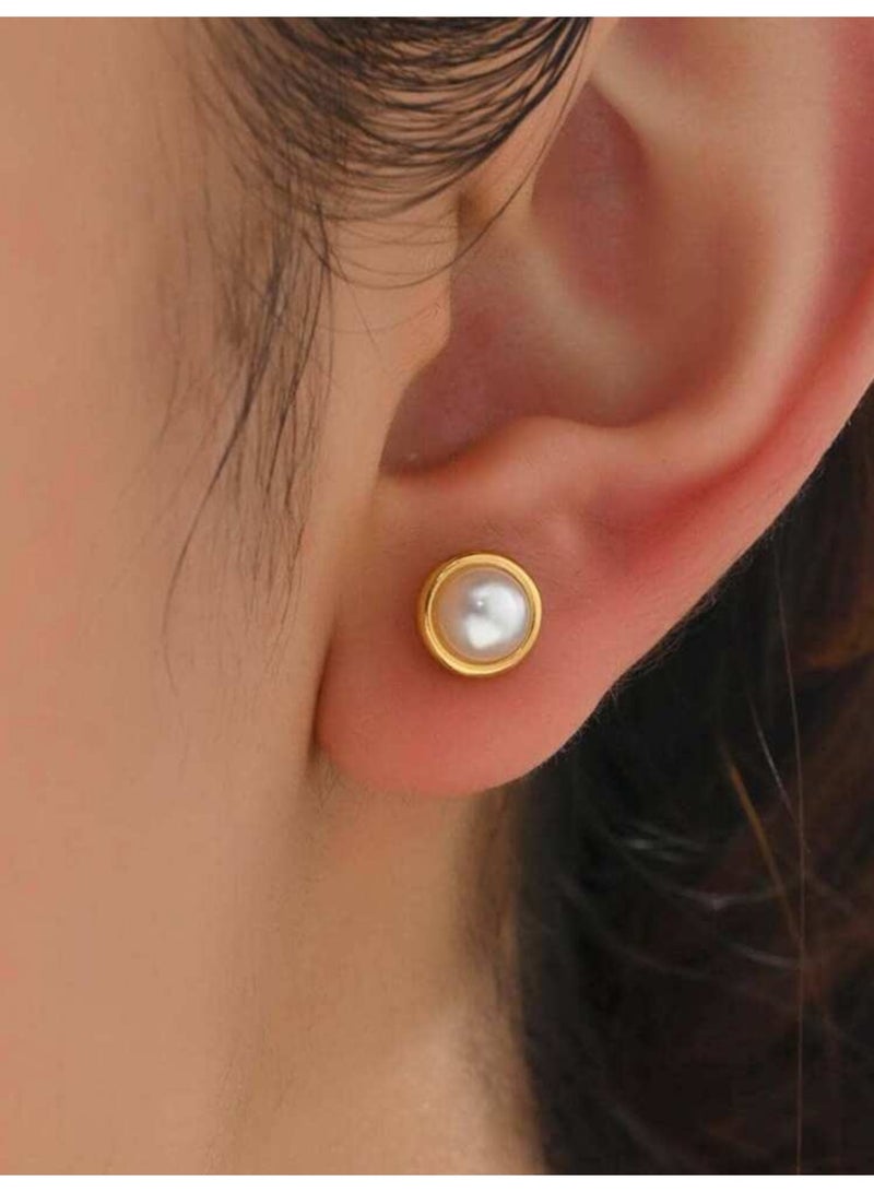 Dangle Charms Elegant Stainless Steel Gold Plated Earrings For Women Small Size - Image 4